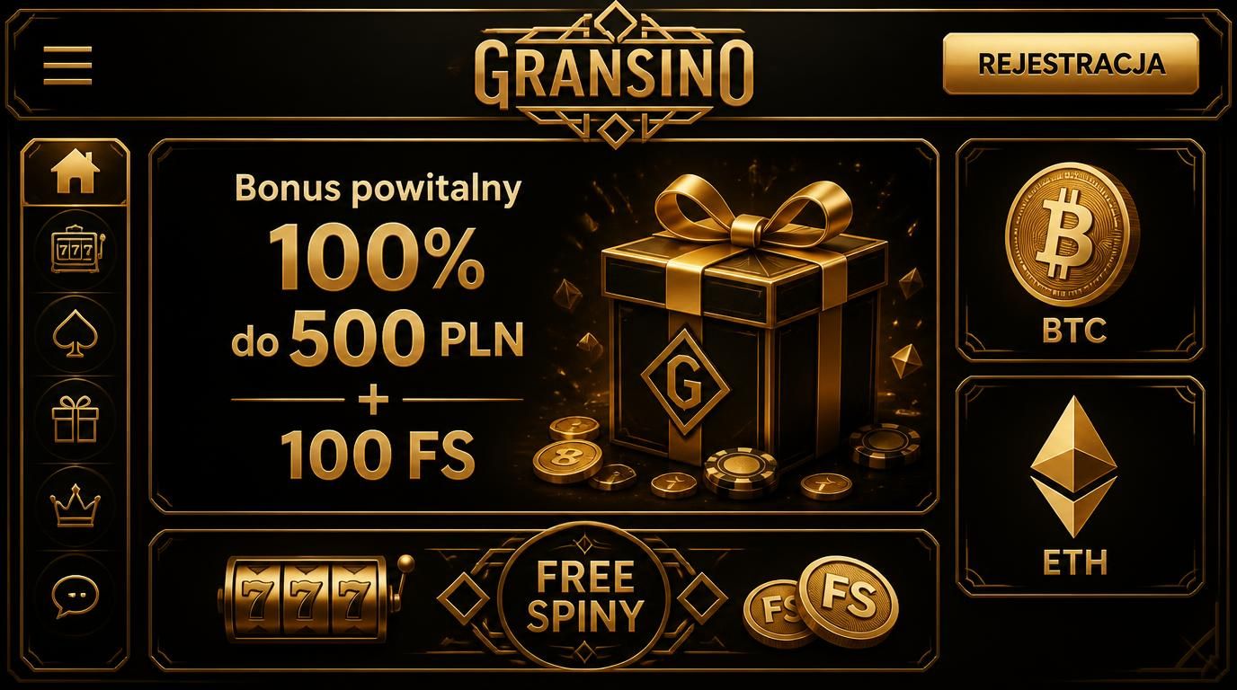 Interfejs powitalny z bonusem i kryptowalutami