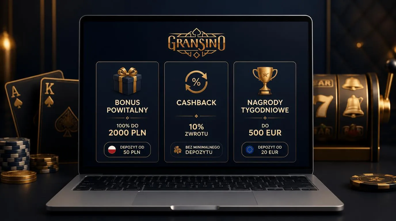 Porównanie bonusu powitalnego, cashbacku i nagród tygodniowych na ekranie kasyna